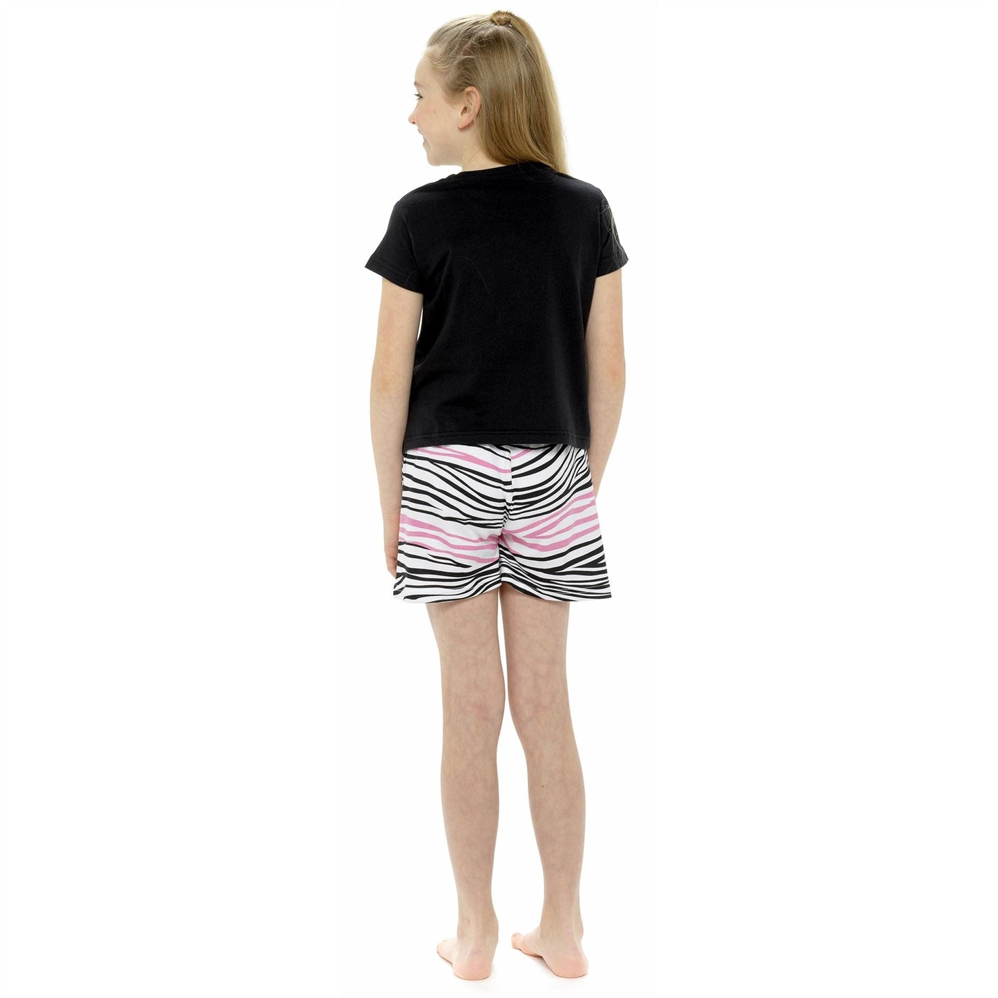 Foxbury Girls 'Wild Heart' Pyjama Top and Shorts - Black/Print Foxbury