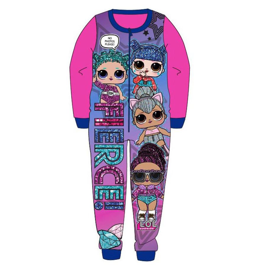 Girls LOL Surprise 'Fierce!' Fleece Onesie - Pink LOL Surprise
