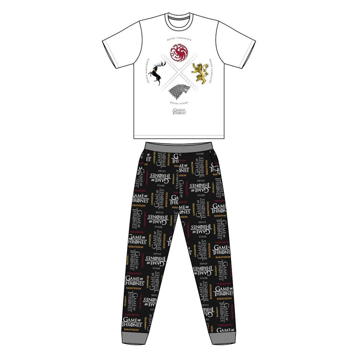 Mens Game Of Thrones Pyjamas - White/Black