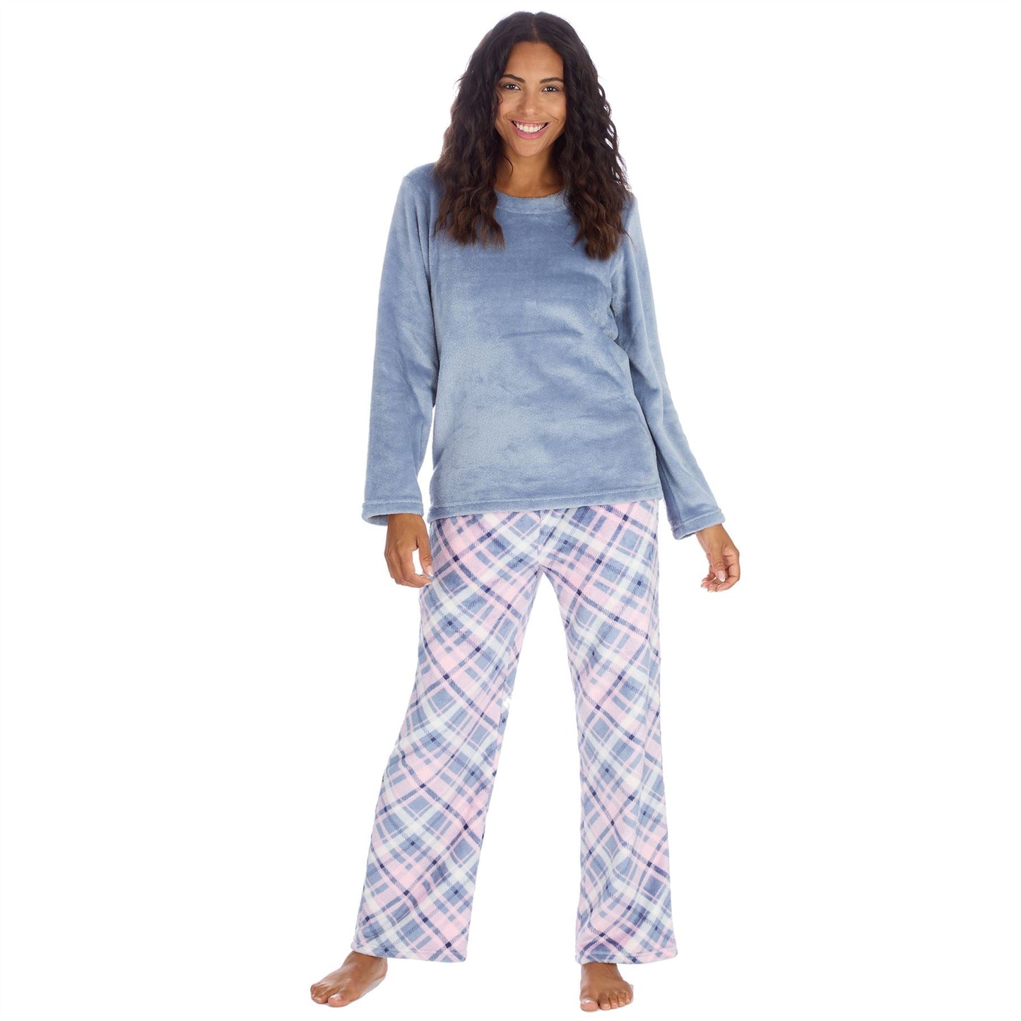 Forever Dreaming Womens Fleece Pyjamas - Diagonal Check Forever Dreaming