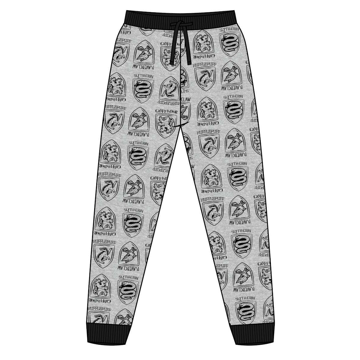 Mens Harry Potter Houses Cuffed Lounge Pants - Grey Harry Potter