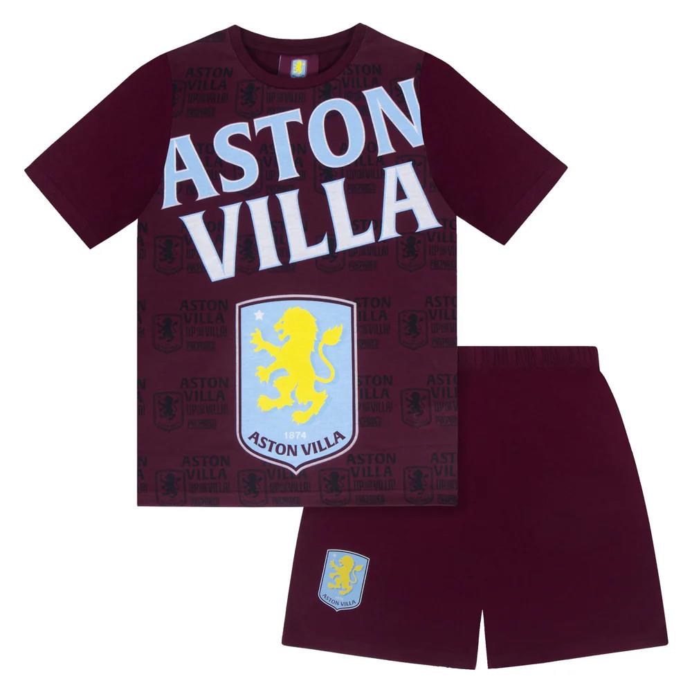 Kids Aston Villa FC Short Pyjamas - Claret Aston Villa