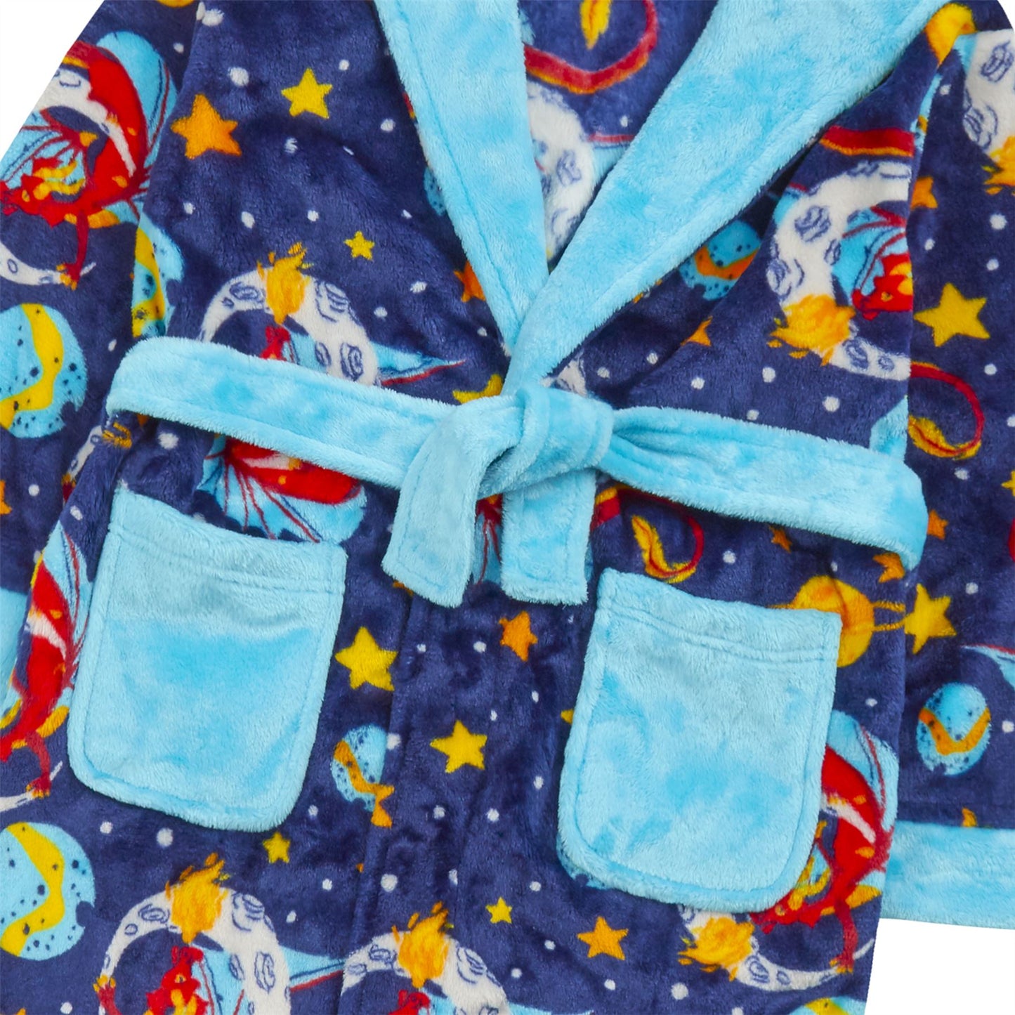4Kidz Kids Dragon Adventure Hooded Fleece Robe - Blue