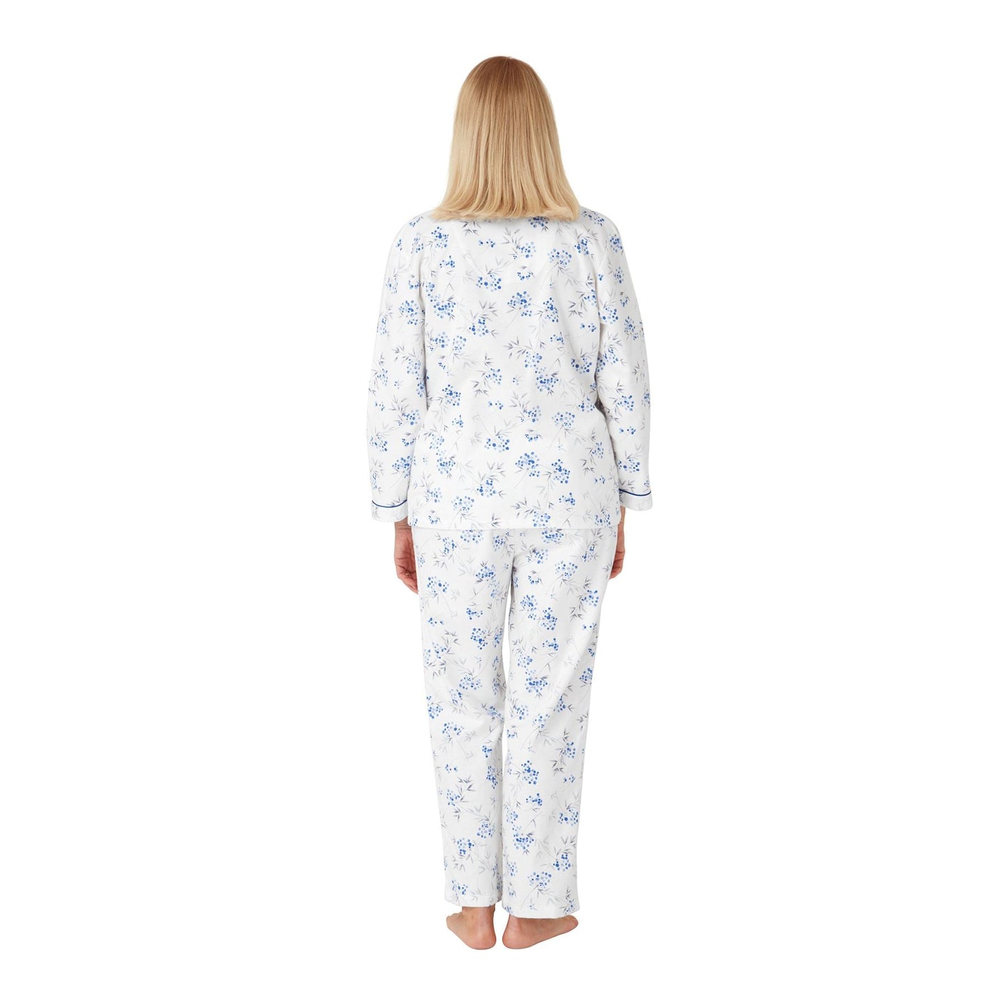 Marlon Womens Floral Brushed Cotton Pyjama Set - Blue Marlon
