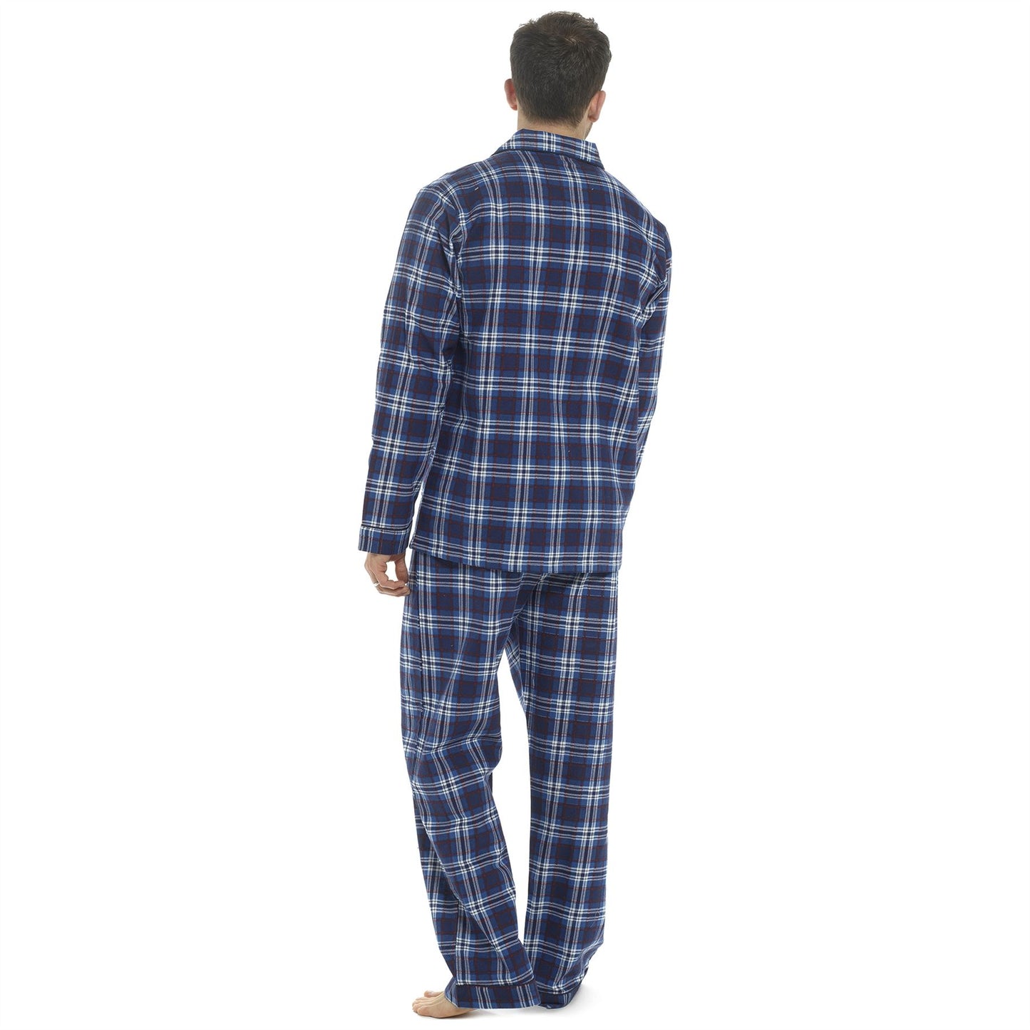 Tom Franks Mens Flannel Pyjamas Blue/Red Check