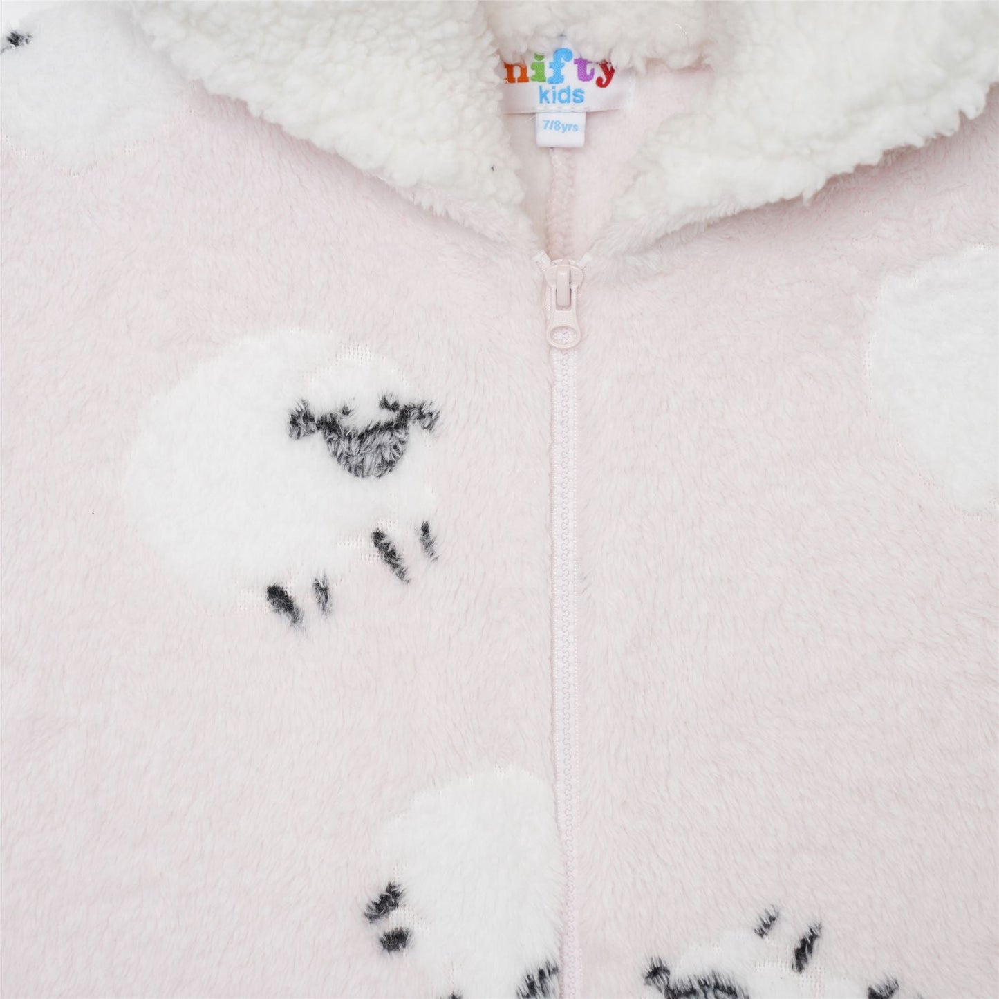 Nifty Kids Sheep Fleece Onesie - Pink/White Nifty