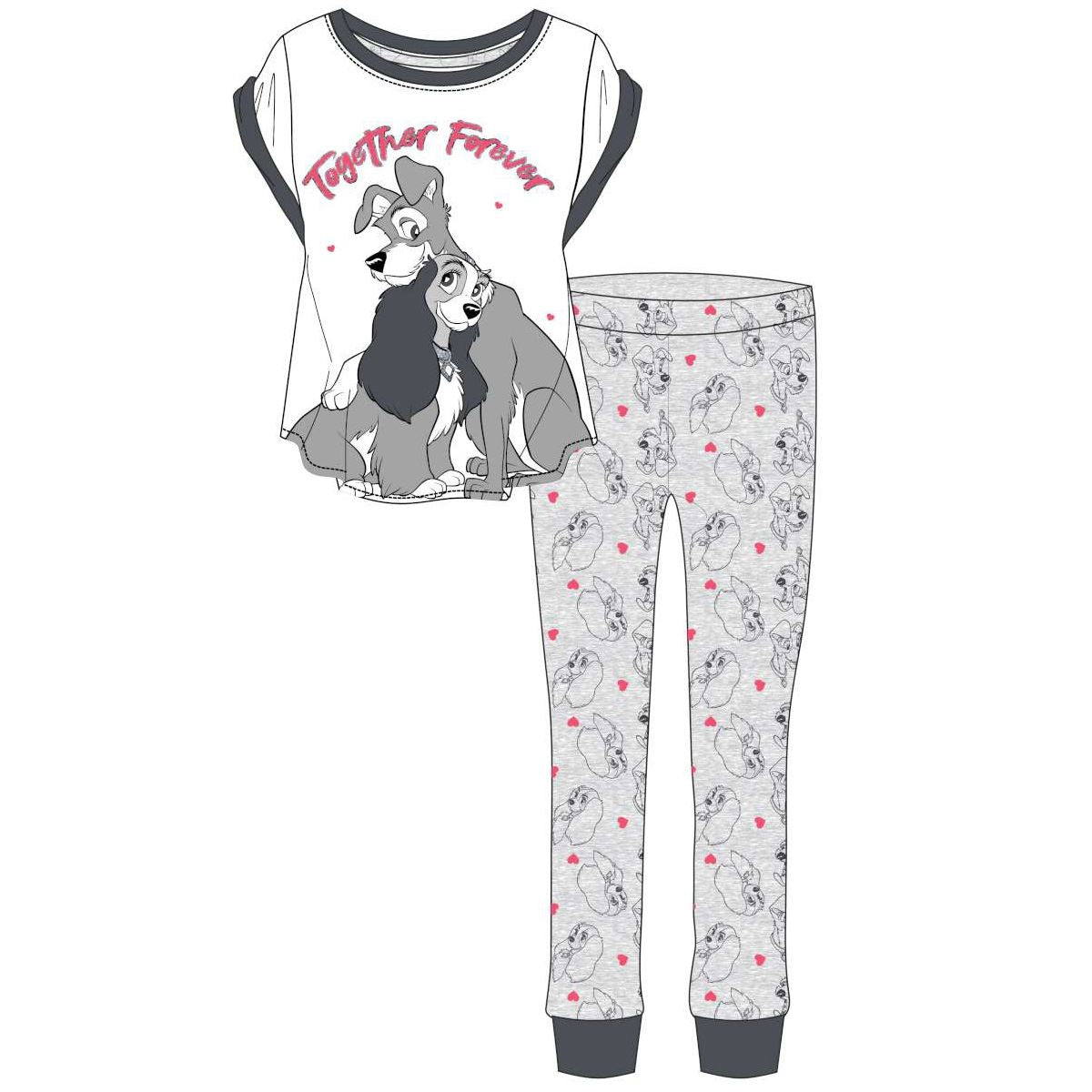 Womens Disney Lady and The Tramp 'Together Forever' Pyjama Set Lady and The Tramp