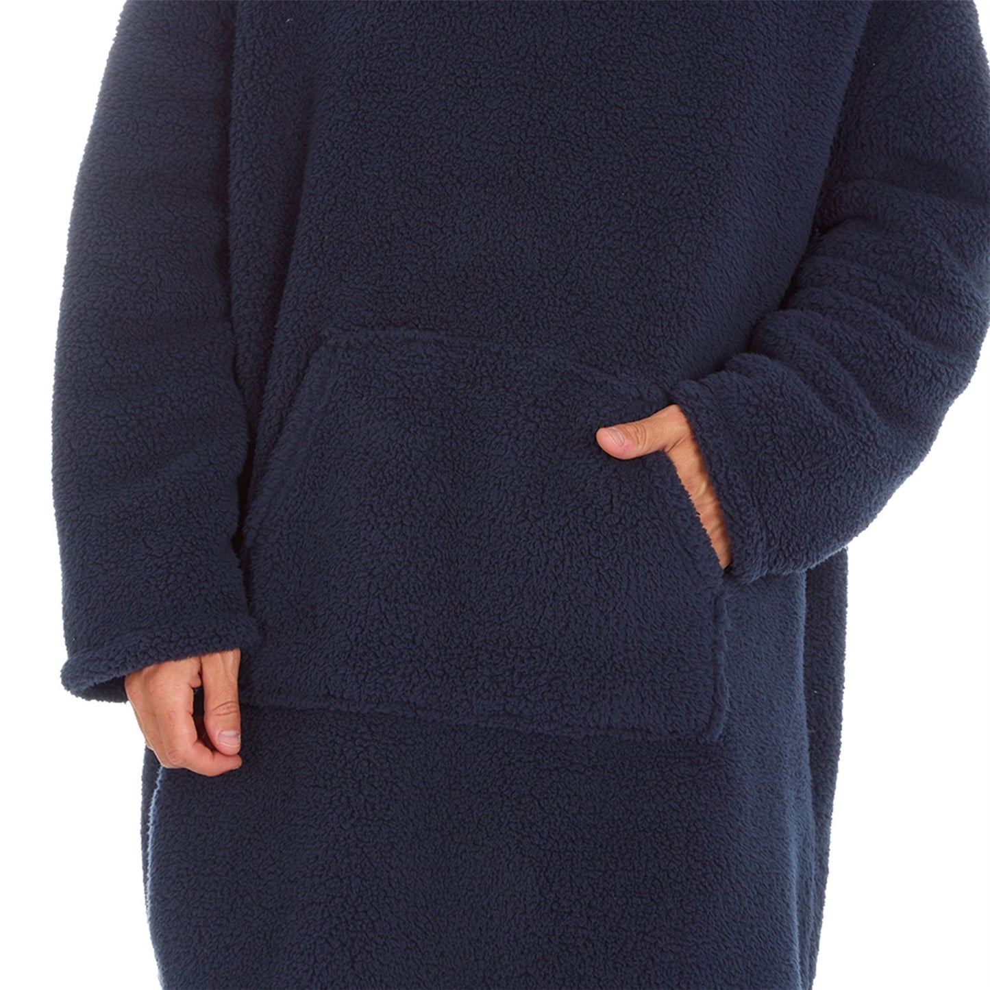 Huggable Hoodie Mens Borg Fleece Oversized Hoodie - Navy