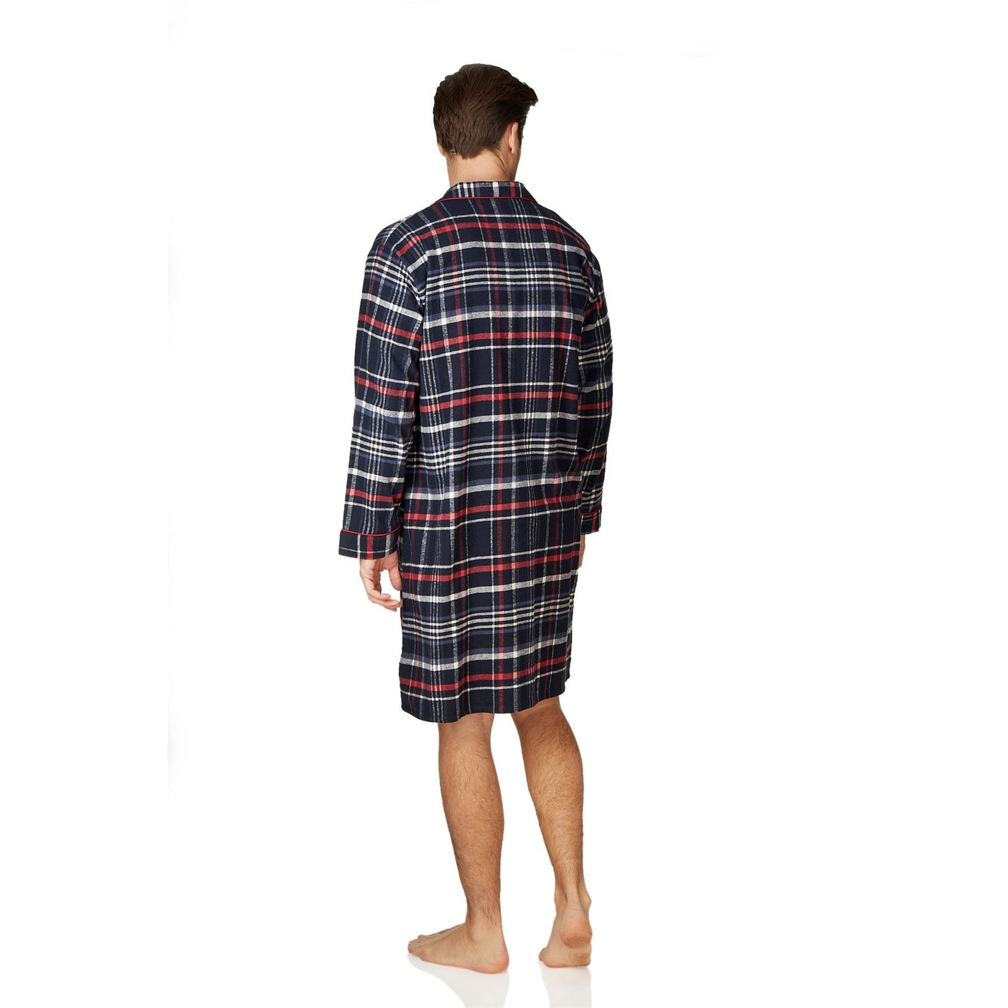 Haigman Mens Brushed Cotton Nightshirt - Navy/Red Check