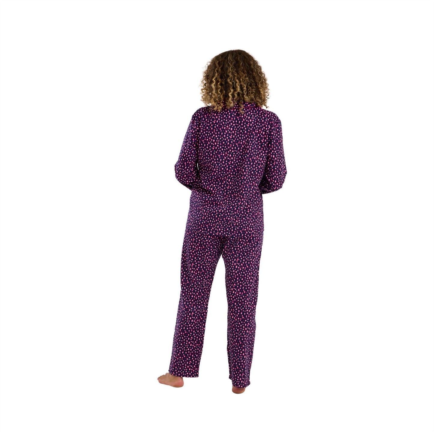 Indigo Sky Womens Animal Print Brushed Cotton Pyjamas - Navy Indigo Sky