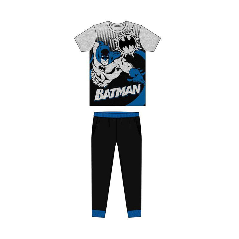 Mens Batman Logo Pyjamas - Grey/Black Batman