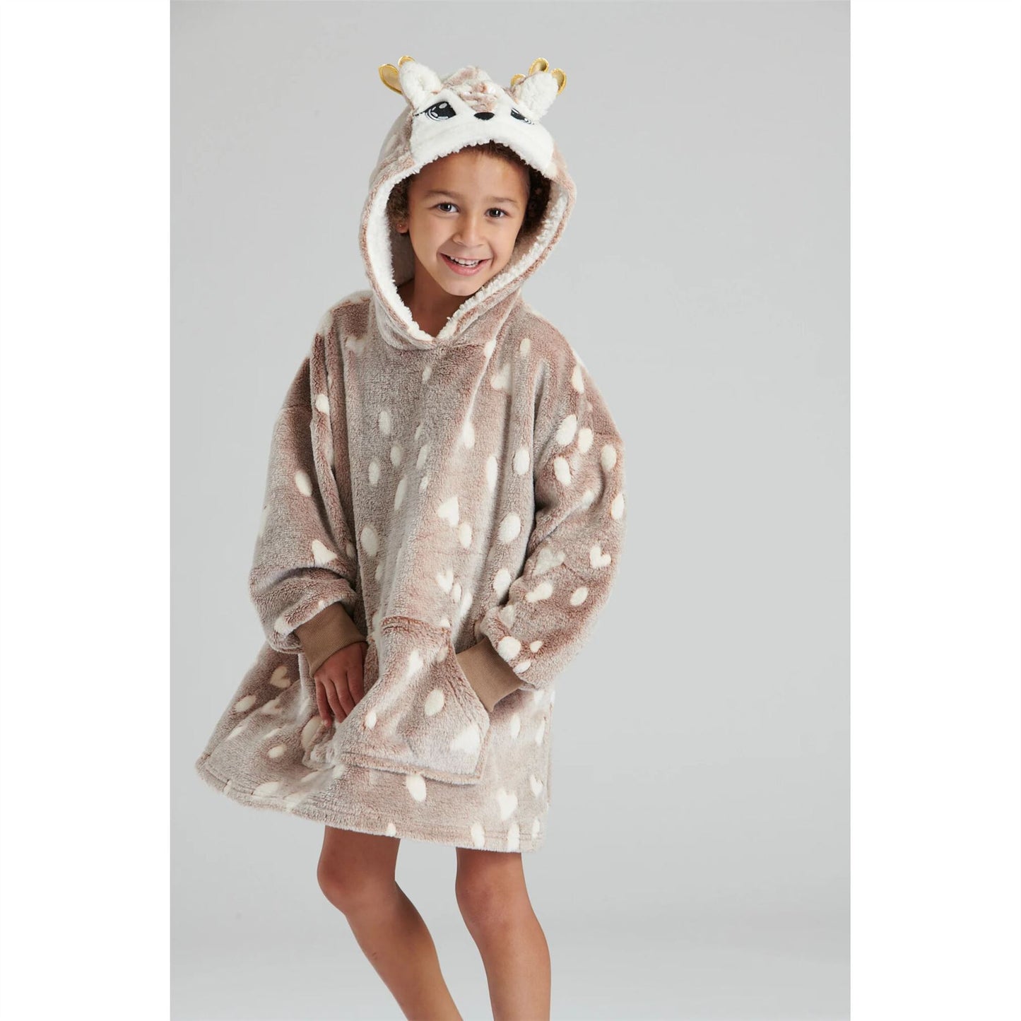 Loungeable Kids Luxury Fleece Reindeer Snuggle Hoodie Loungeable
