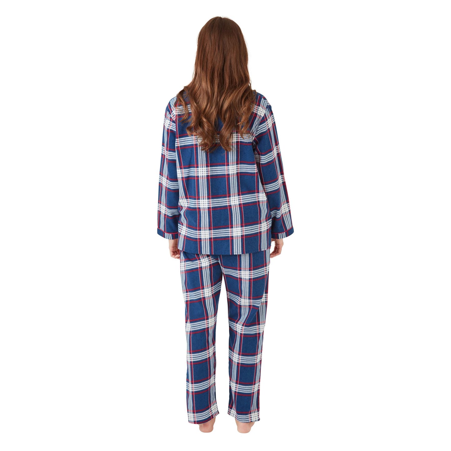 Indigo Sky Womens Check Print Brushed Cotton Pyjamas - Navy
