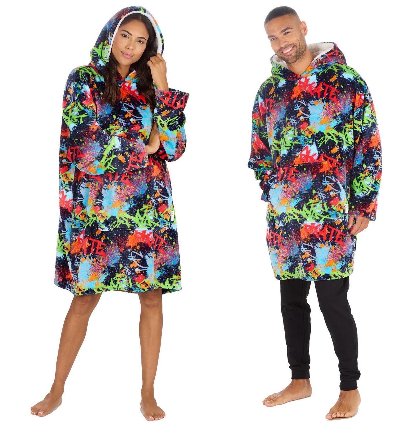 Huggable Hoodie Mens Fleece Oversized Hoodie - Graffiti Huggable Hoodie