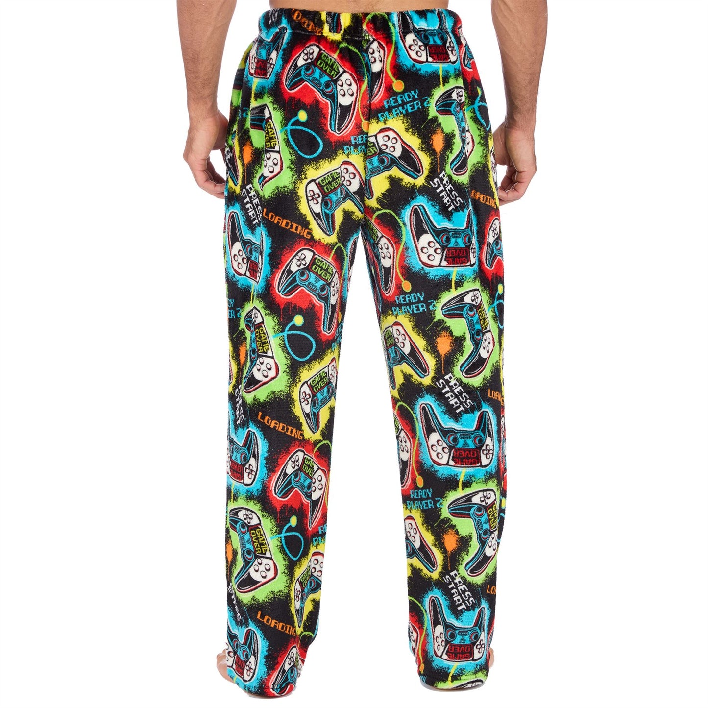Cargo Bay Mens Fleece Lounge Pants - Black/Gamer Print Cargo Bay