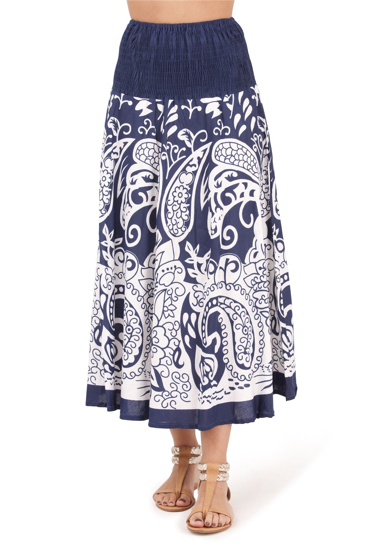 Pistachio Paisley Print Dress/Skirt - Navy