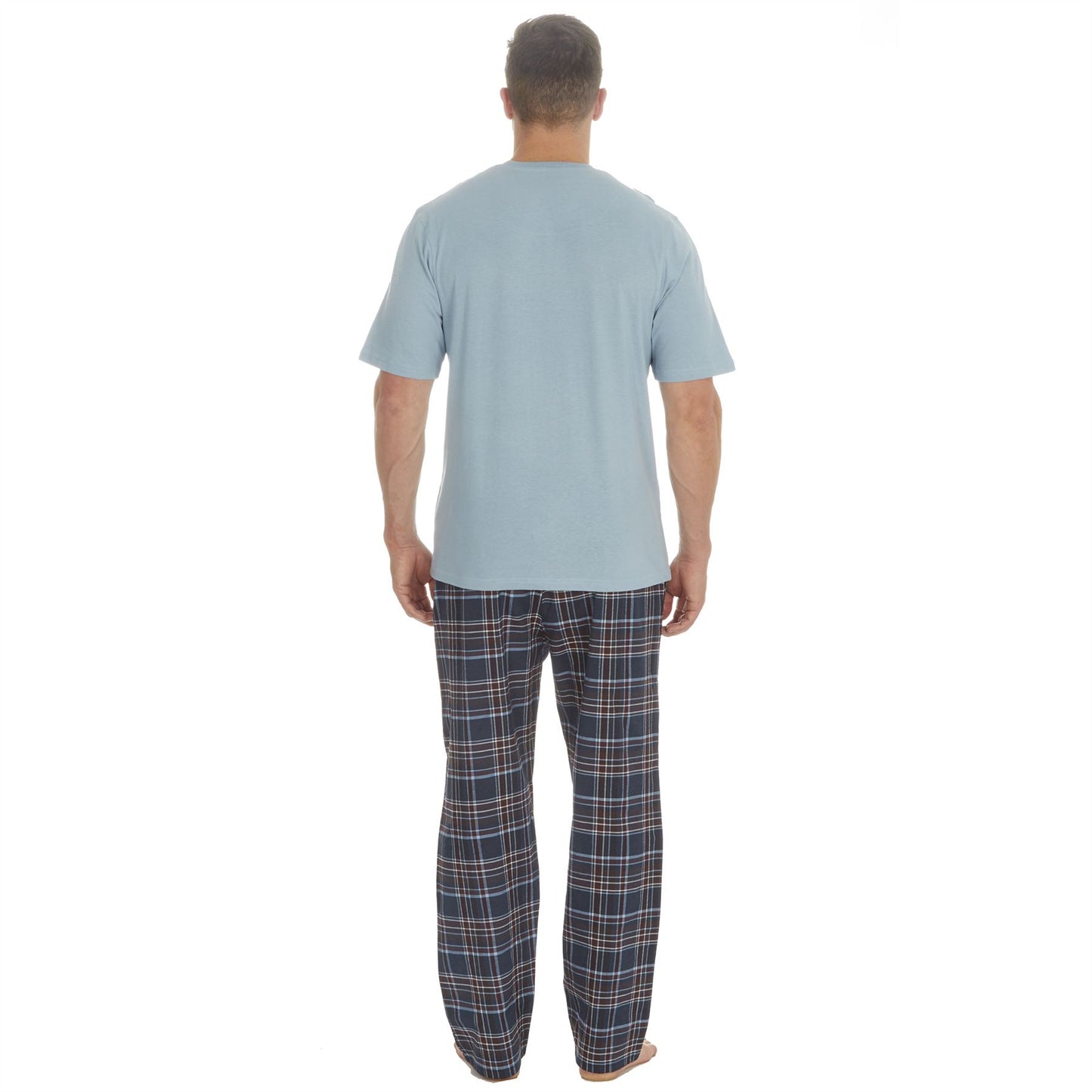 Cargo Bay Mens Jersey Top/Woven Check Bottoms - Duck Egg/Denim