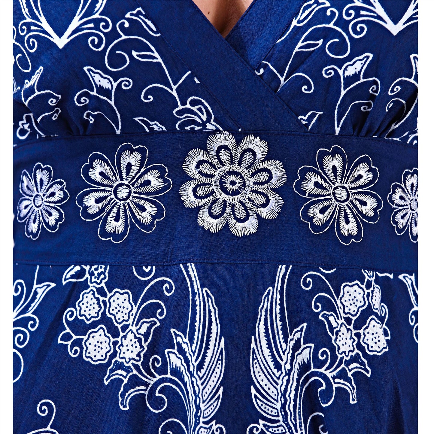 Pistachio All Over Floral Crossover Dress - Navy Pistachio