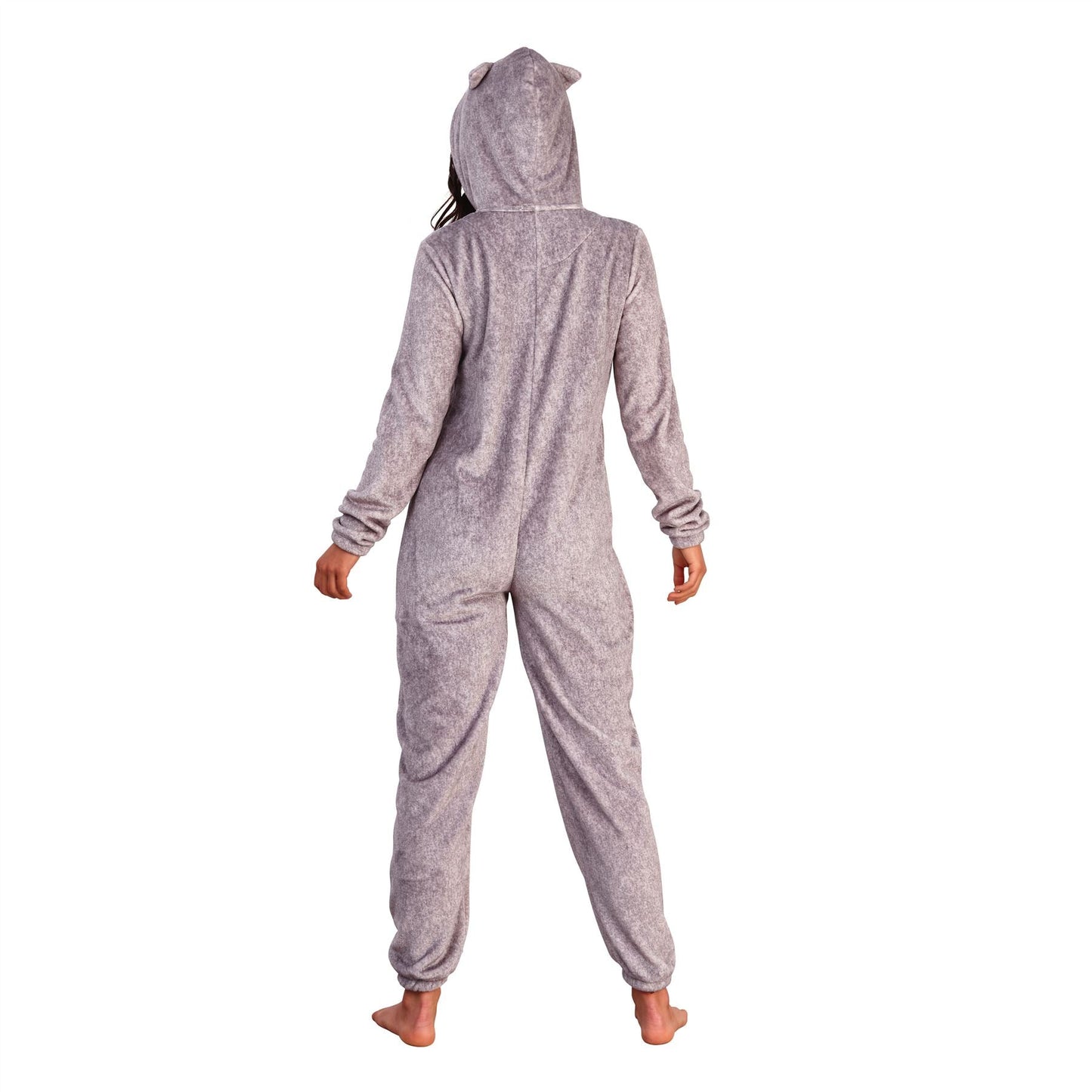 Loungeable Womens Racoon Fleece Onesie - Grey/White Loungeable