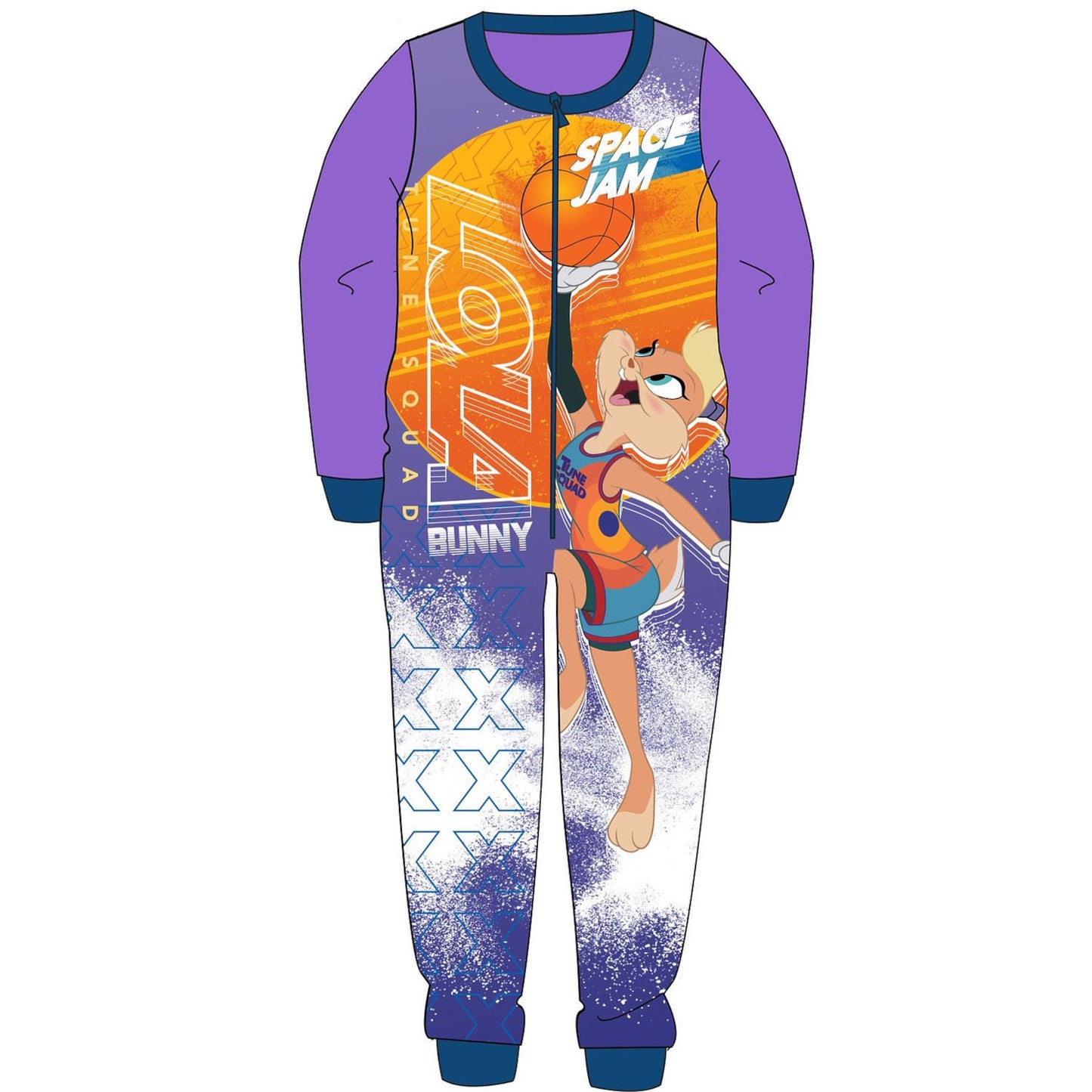 Kids Space Jam Fleece Onesie - Purple
