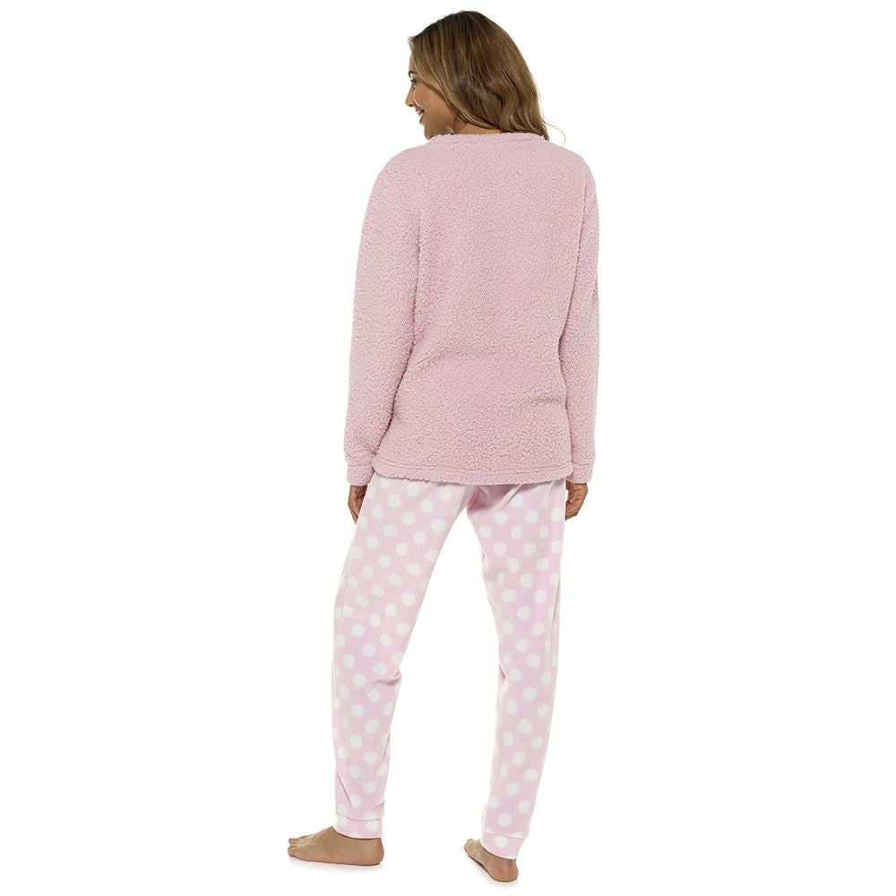 Foxbury Womens 'STAR' Applique Fleece Pyjamas - Pink Foxbury