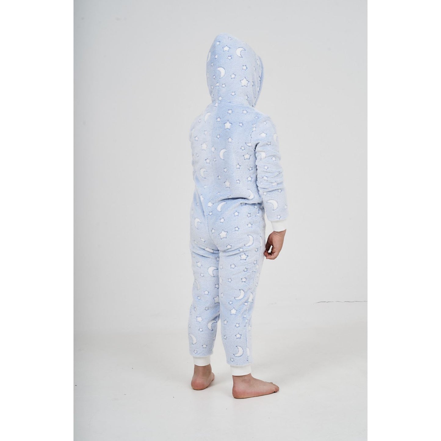 Nifty Kids Moon/Stars Fleece Onesie - Blue