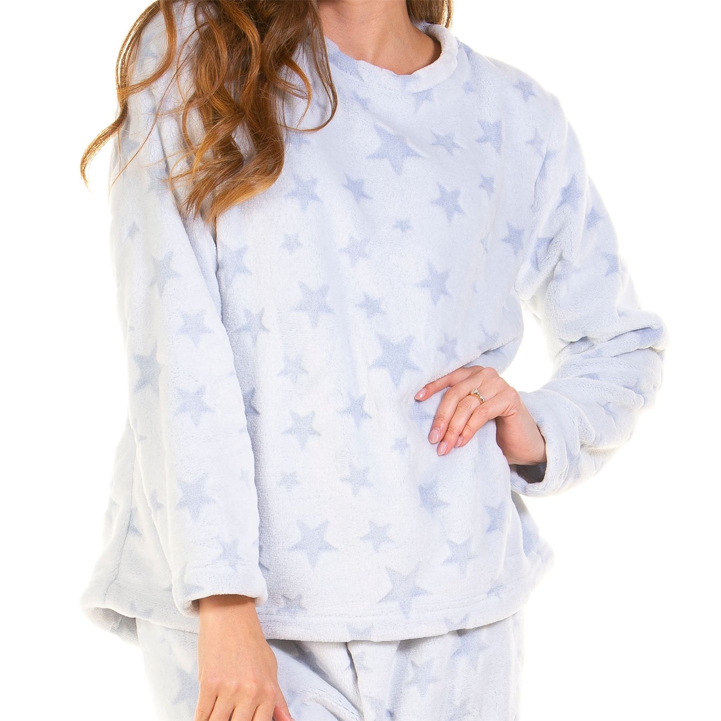 La Marquise Womens Supersoft Fleece Pyjamas - Blue Stars La Marquise