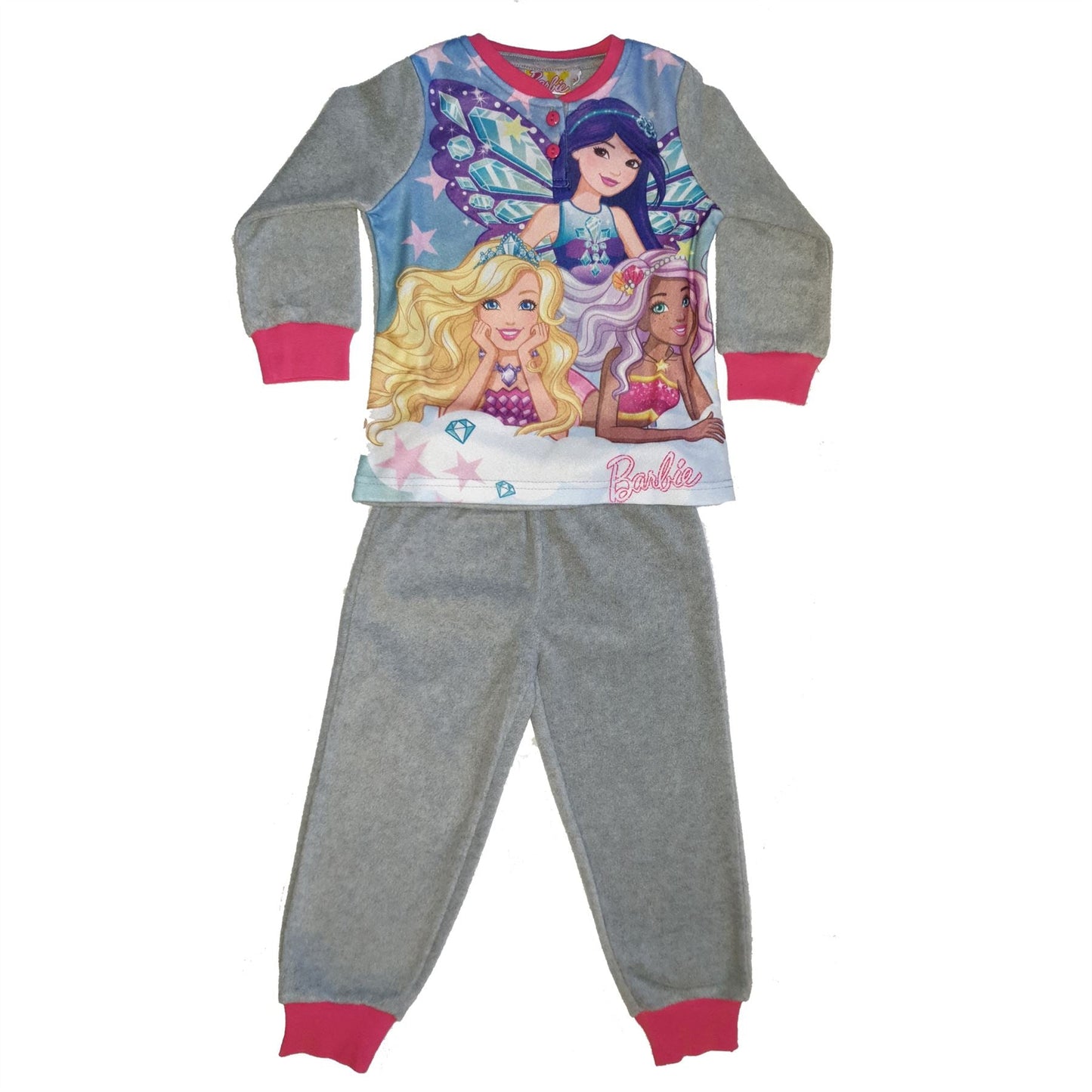 Girls Barbie Fleece Pyjamas - Grey Barbie