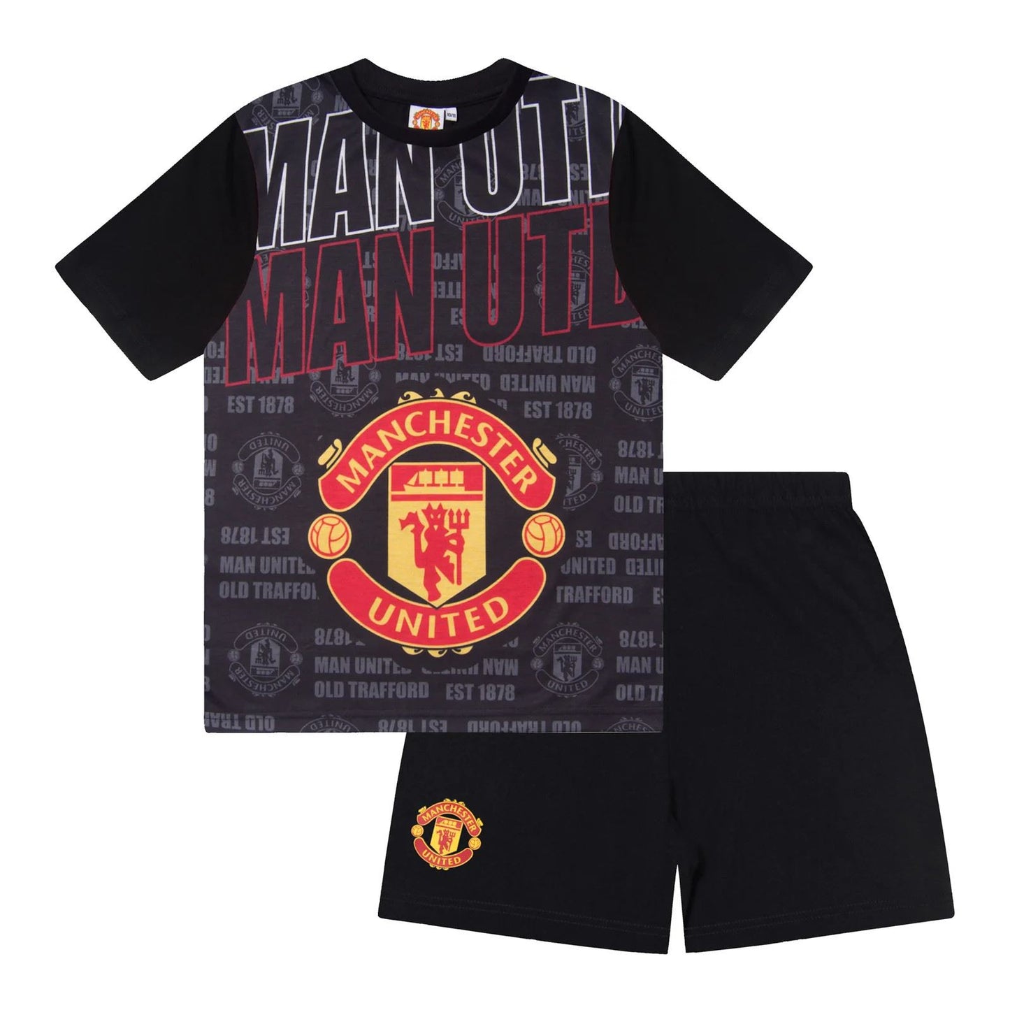 Kids Manchester United Short Pyjamas - Black Manchester United