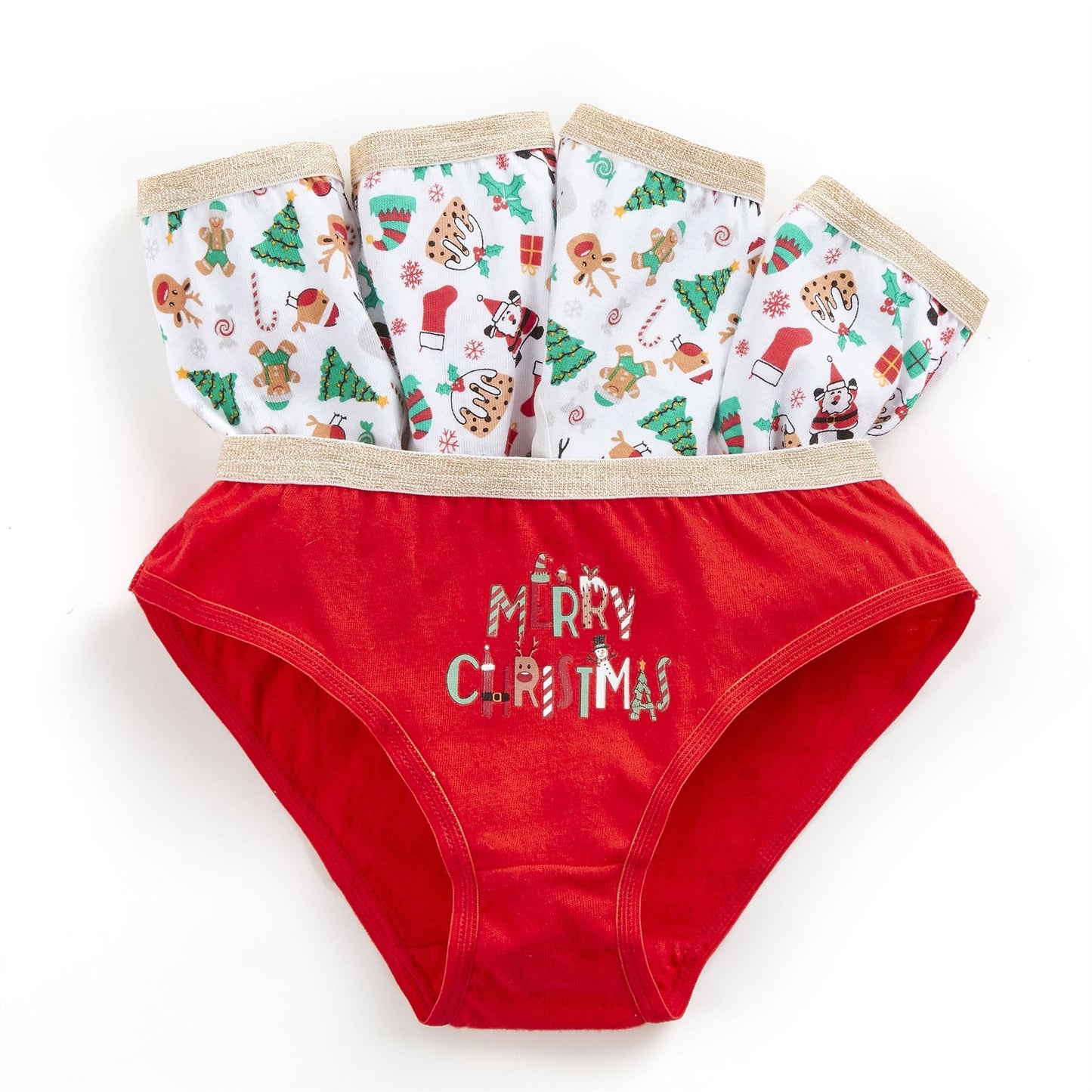4Kidz Girls Briefs 5 Pack - Christmas (2-6 Years) 4Kidz