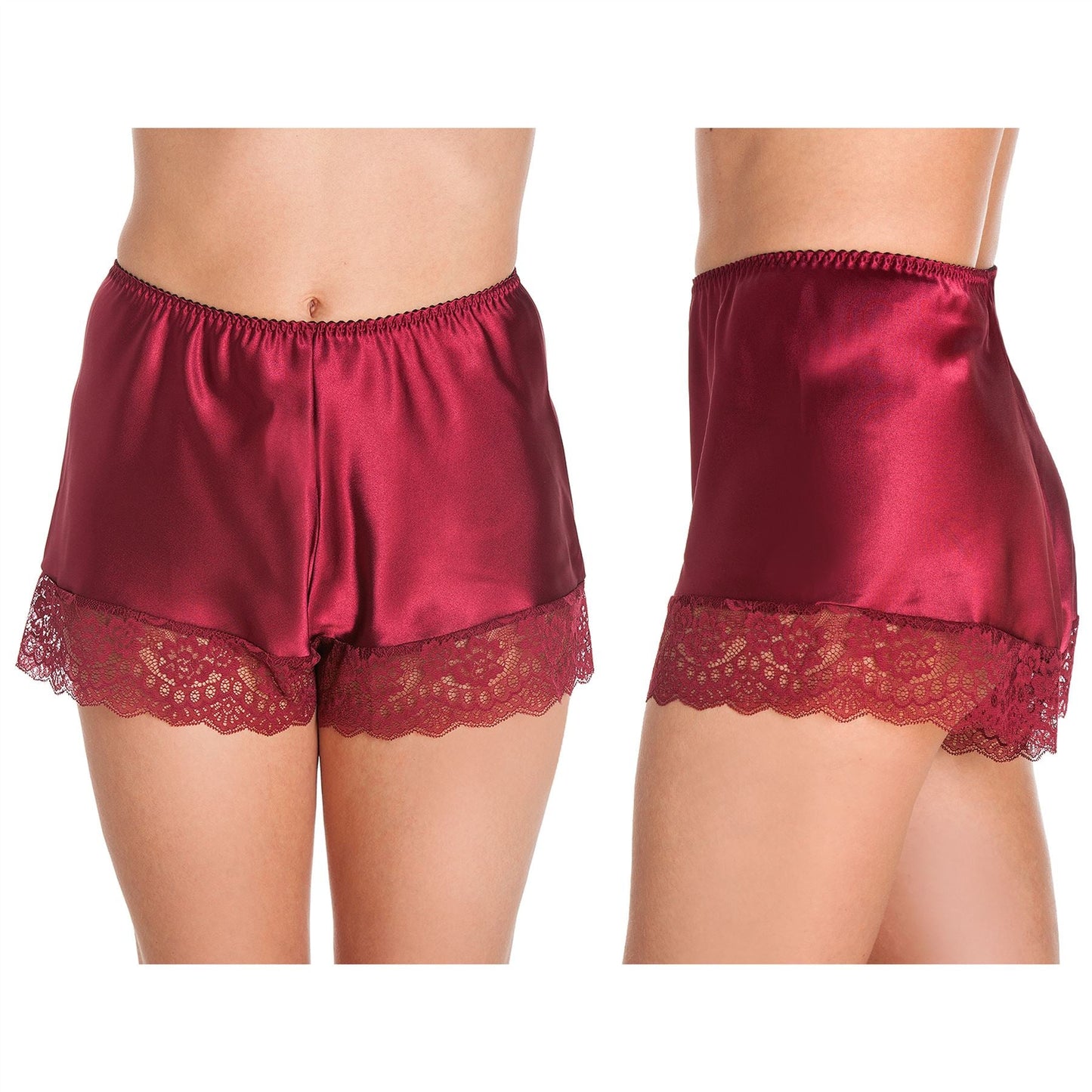 Lady Olga Womens Satin French Knickers - Claret Lady Olga