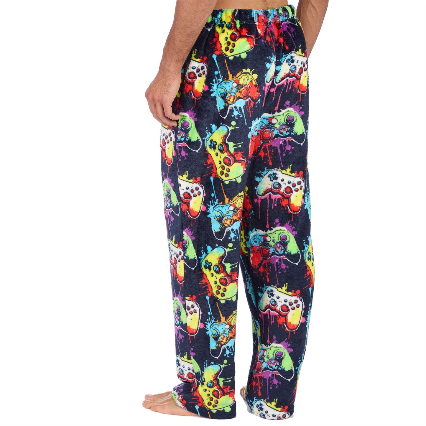 Cargo Bay Mens Fleece Lounge Pants - Navy/Gaming Print Cargo Bay