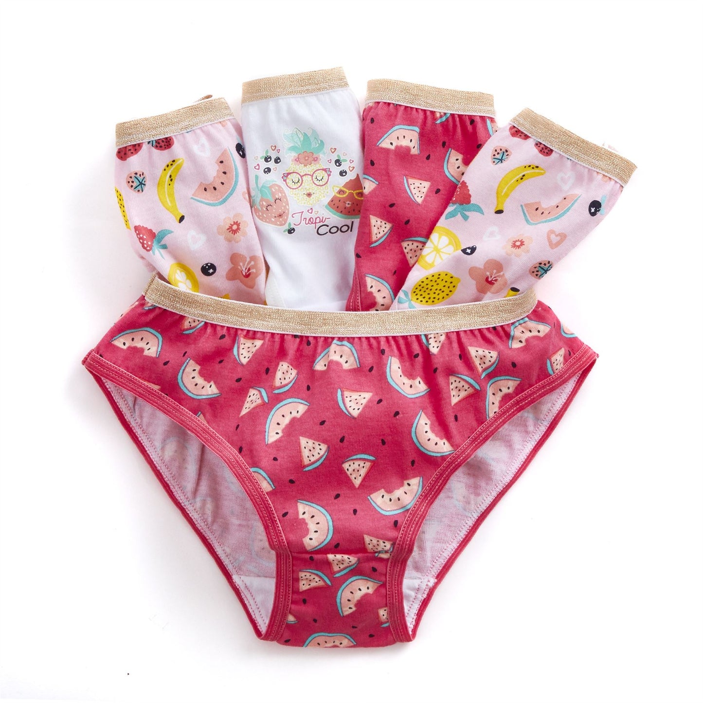 4Kidz Girls Briefs 5 Pack - Fruit (7-13 Years) 4Kidz