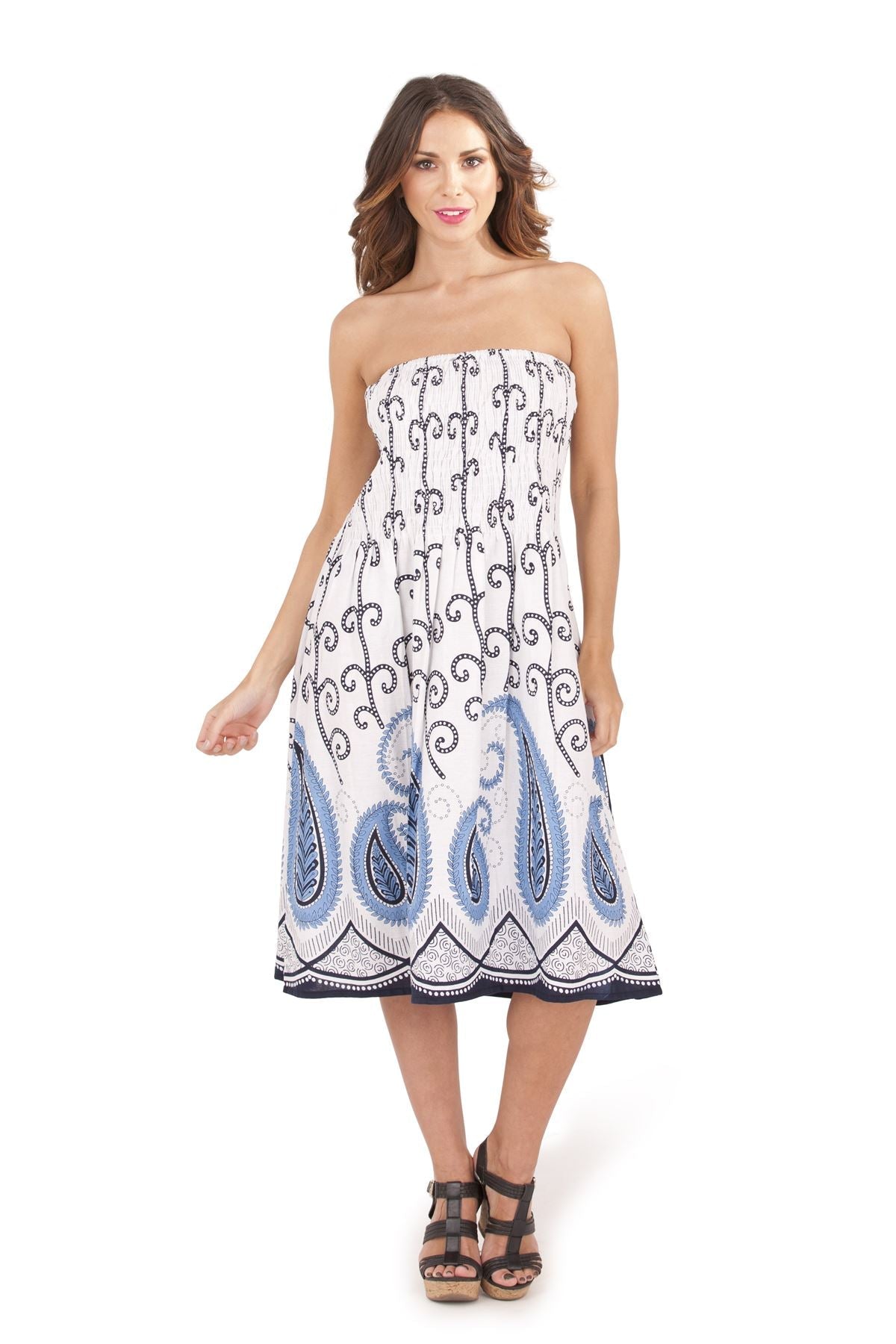 Pistachio 3 In 1 Dress/Skirt - White/Blue Pistachio