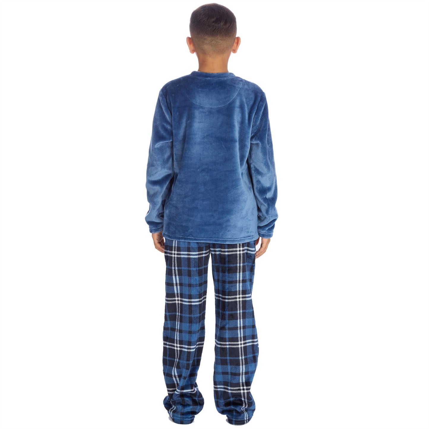 Cargo Bay Kids Fleece Pyjamas - Denim/Denim Check Cargo Bay