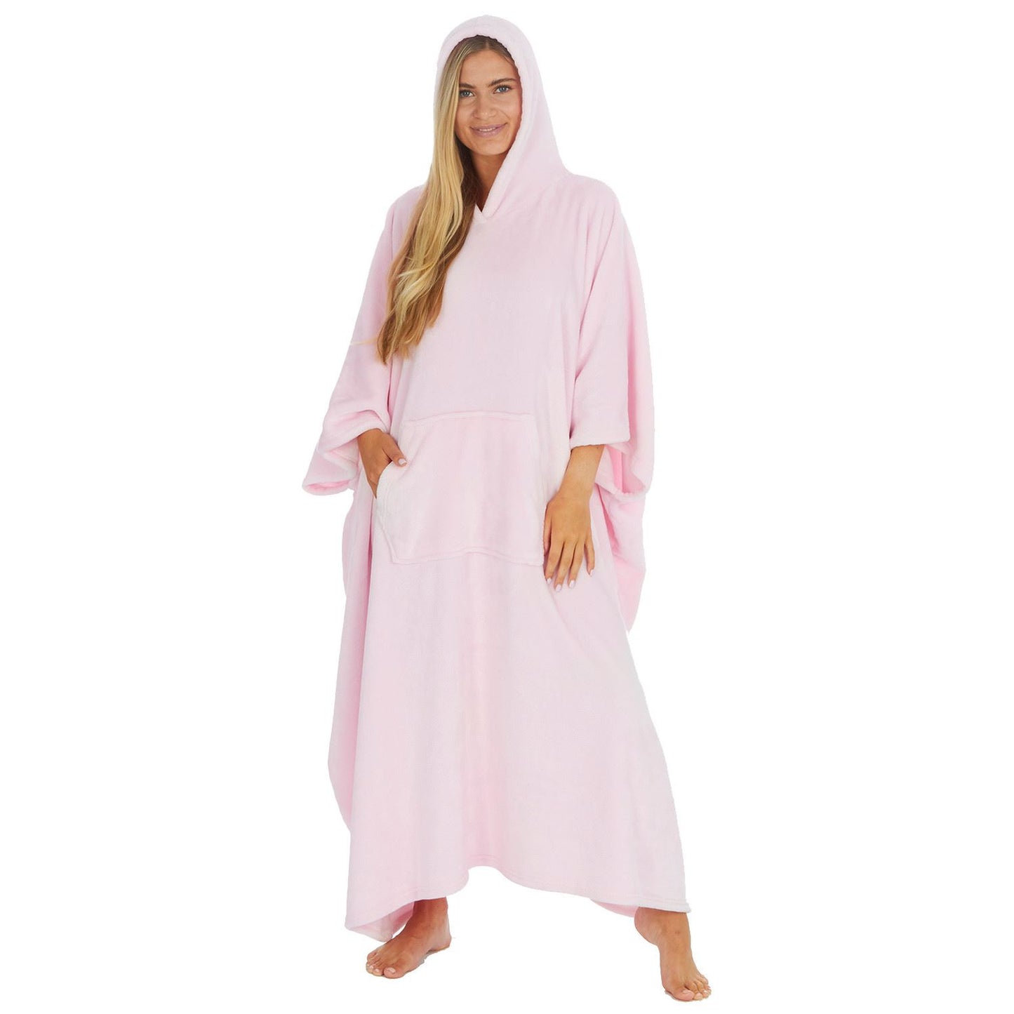 Forever Dreaming Womens Longline Fleece Poncho - Pink Forever Dreaming