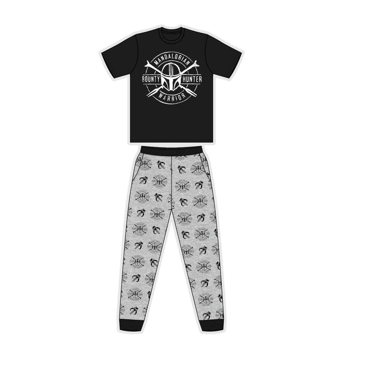 Mens The Mandalorian Pyjamas - Black/Grey The Mandalorian