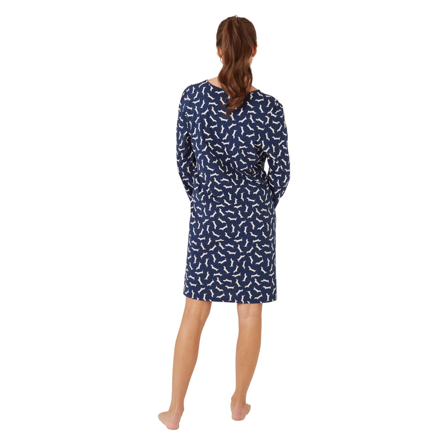 Indigo Sky Dachshund Long Sleeve Nightshirt - Navy Indigo Sky