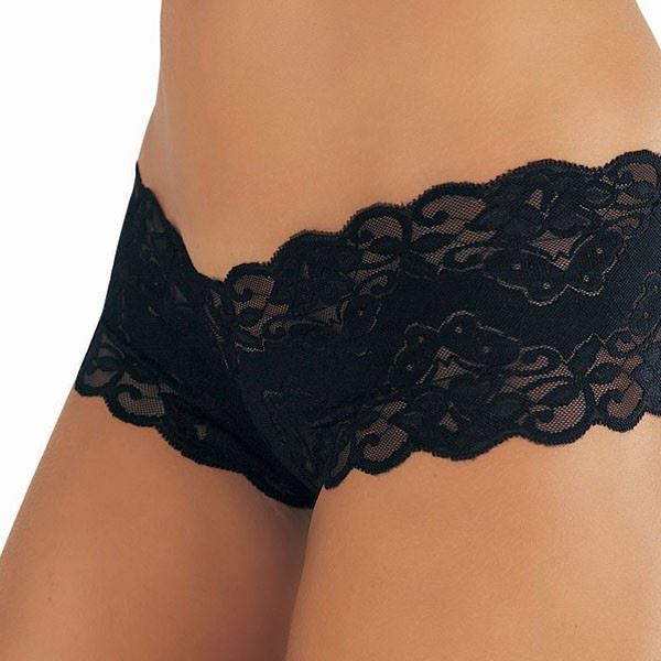 Classified Brief With Lace Up Back - Black/Pink