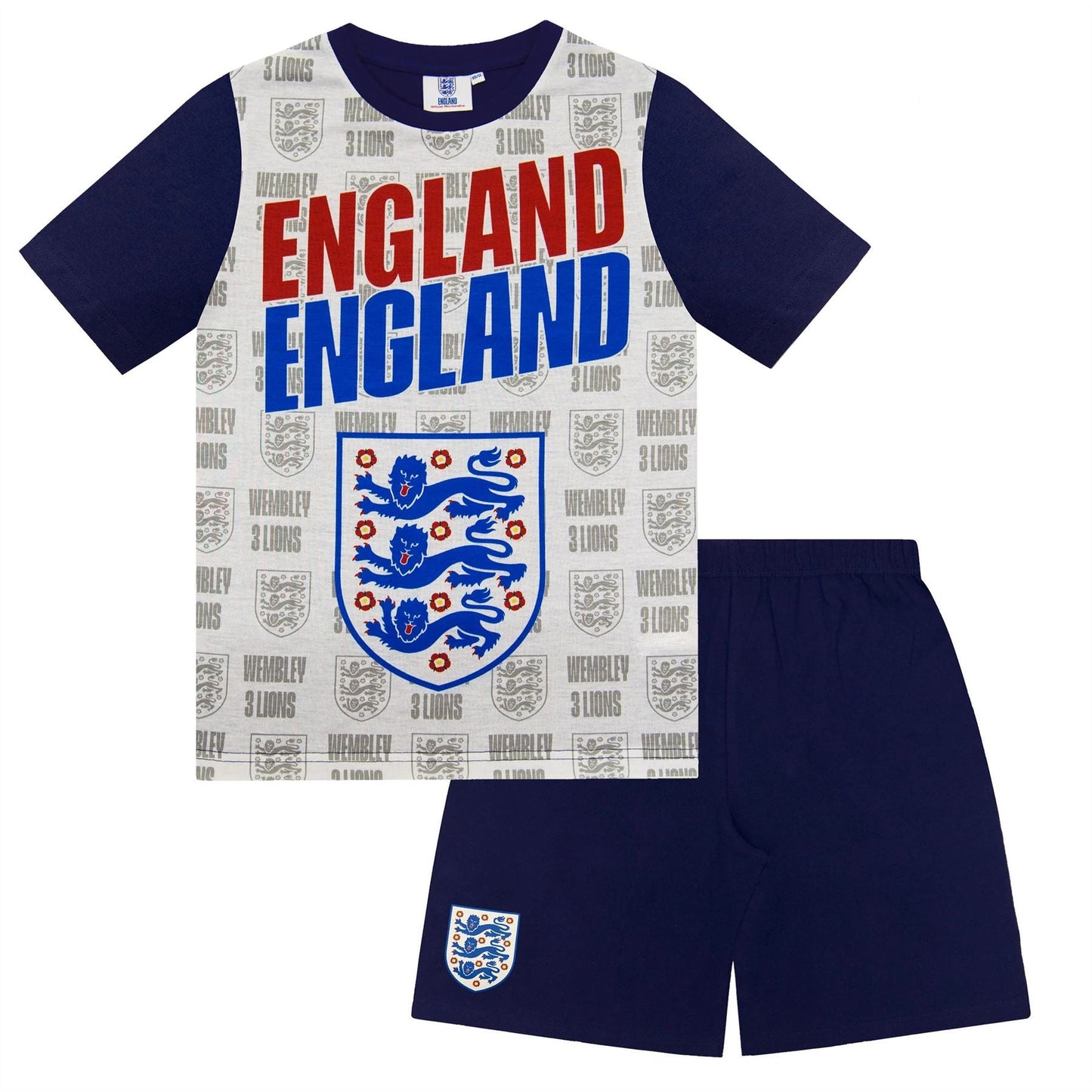 Kids England Short Pyjamas - White/Blue England