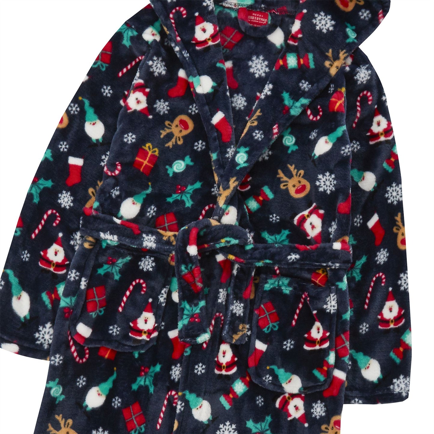 Slumber Party Kids Fleece Christmas Robe - Navy