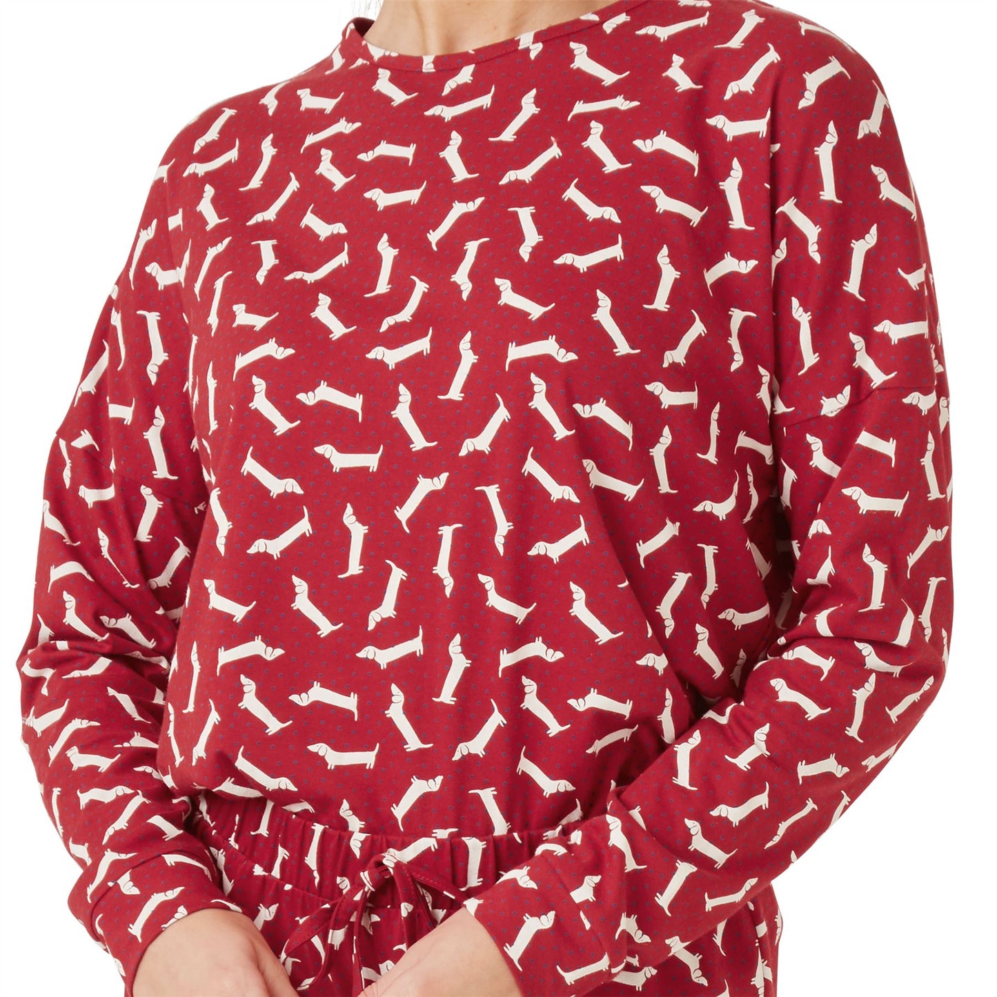 Indigo Sky Womens Dachshund Jersey Cotton Pyjamas - Red