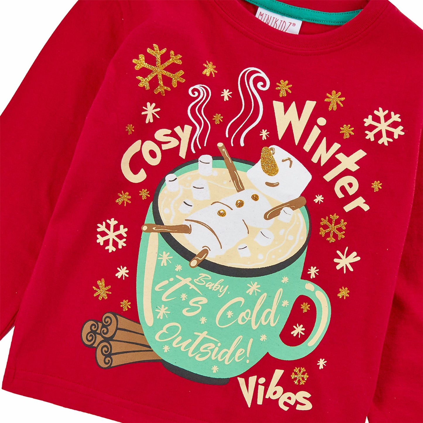 Minikidz Kids Christmas 'Cosy Winter Vibes' Pyjamas - Red Minikidz