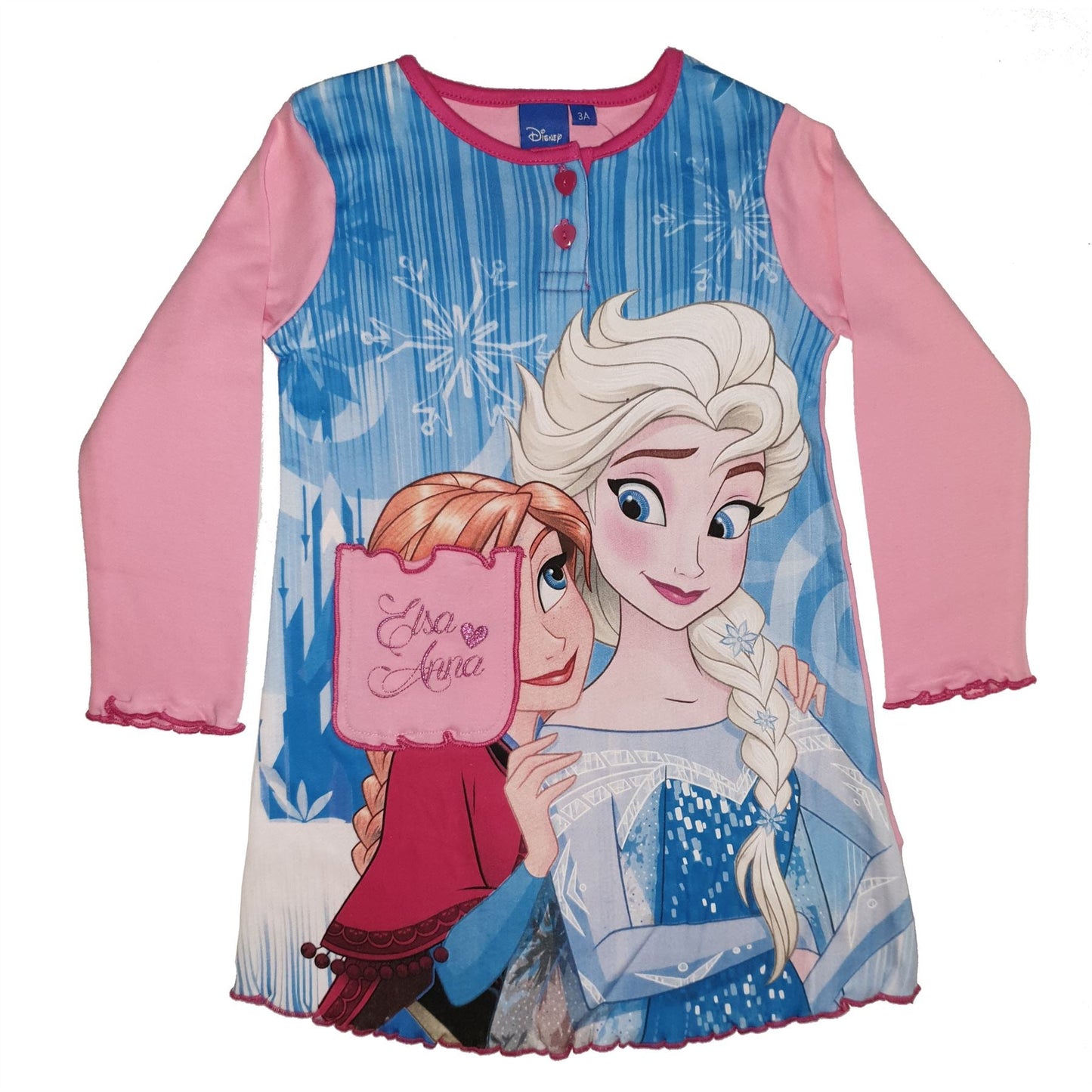 Girls Disney Frozen Longer Sleeve Nightdress - Pink Frozen