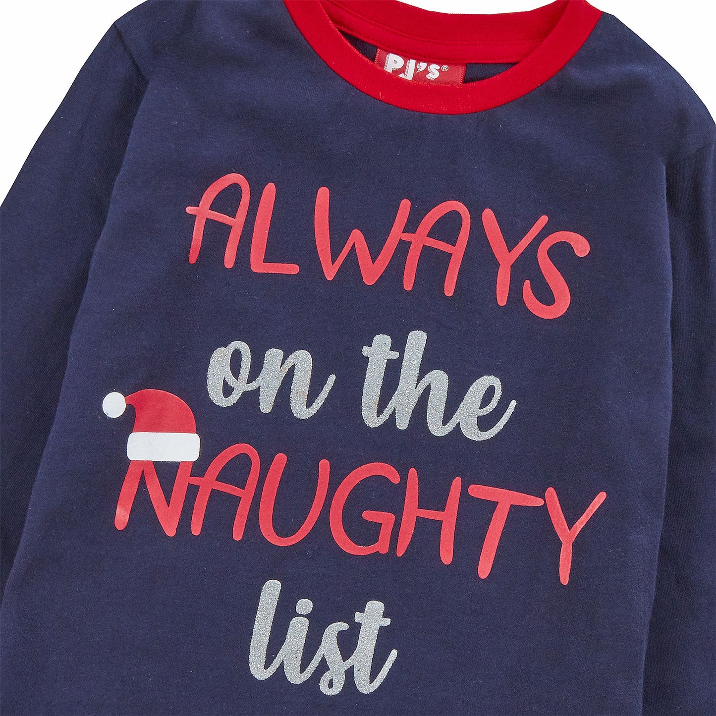 PJ's Kids Christmas 'Naughty List' Pyjamas - Navy (2-6 Years) PJ's