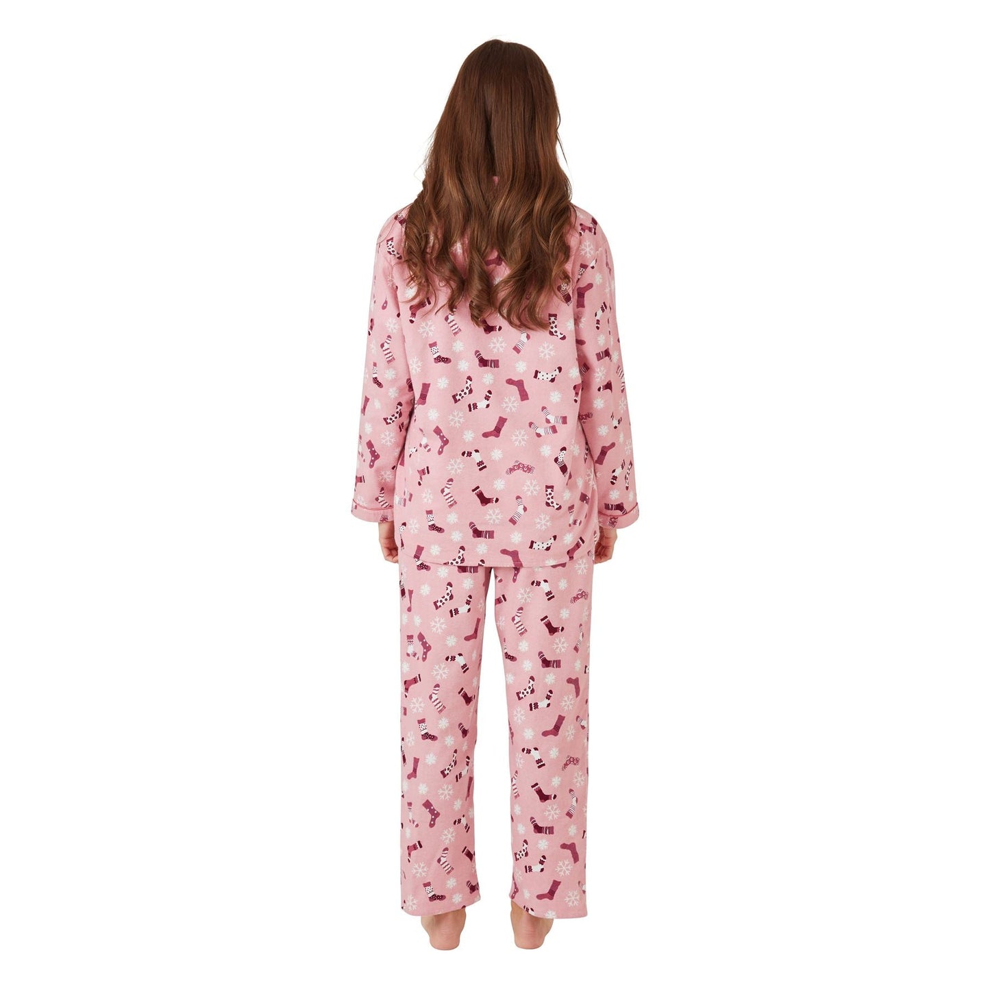 Indigo Sky Womens Sock Print Brushed Cotton Pyjamas - Pink Indigo Sky