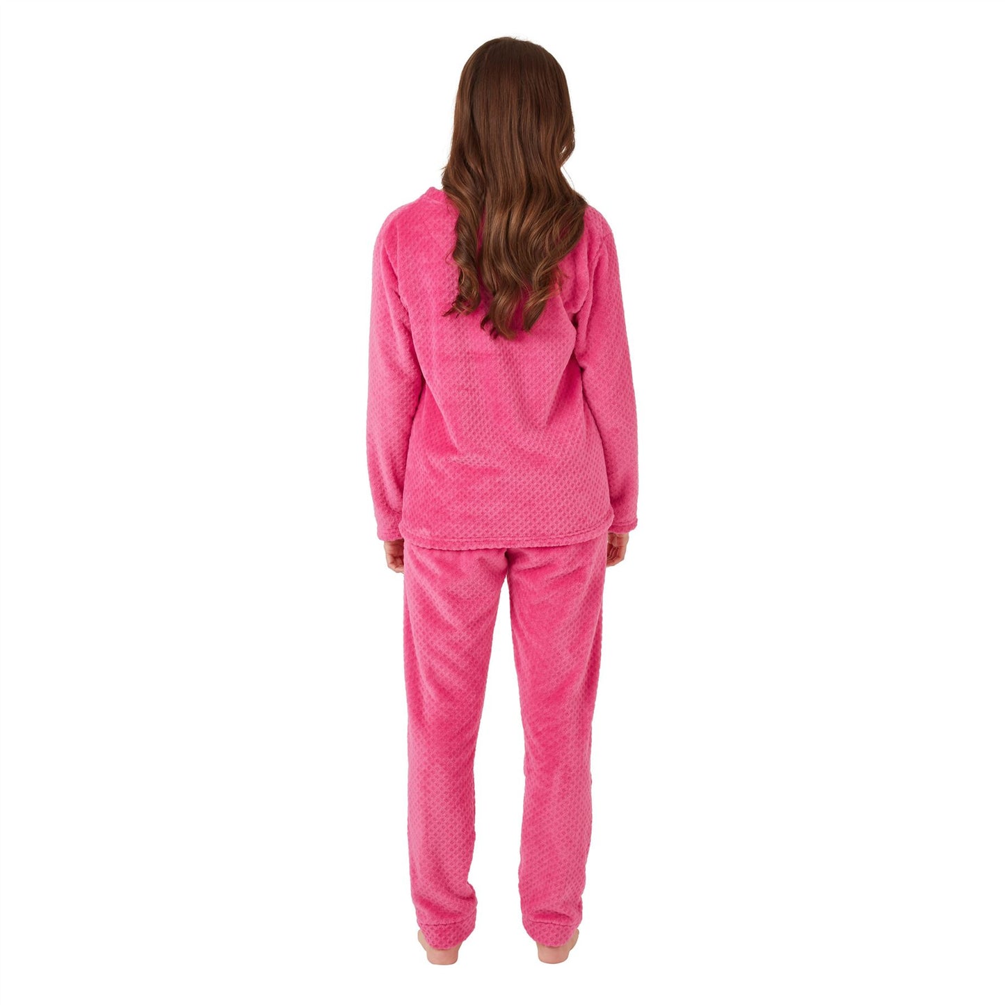 Indigo Sky Womens Shimmer Burnout Fleece Pyjamas - Pink