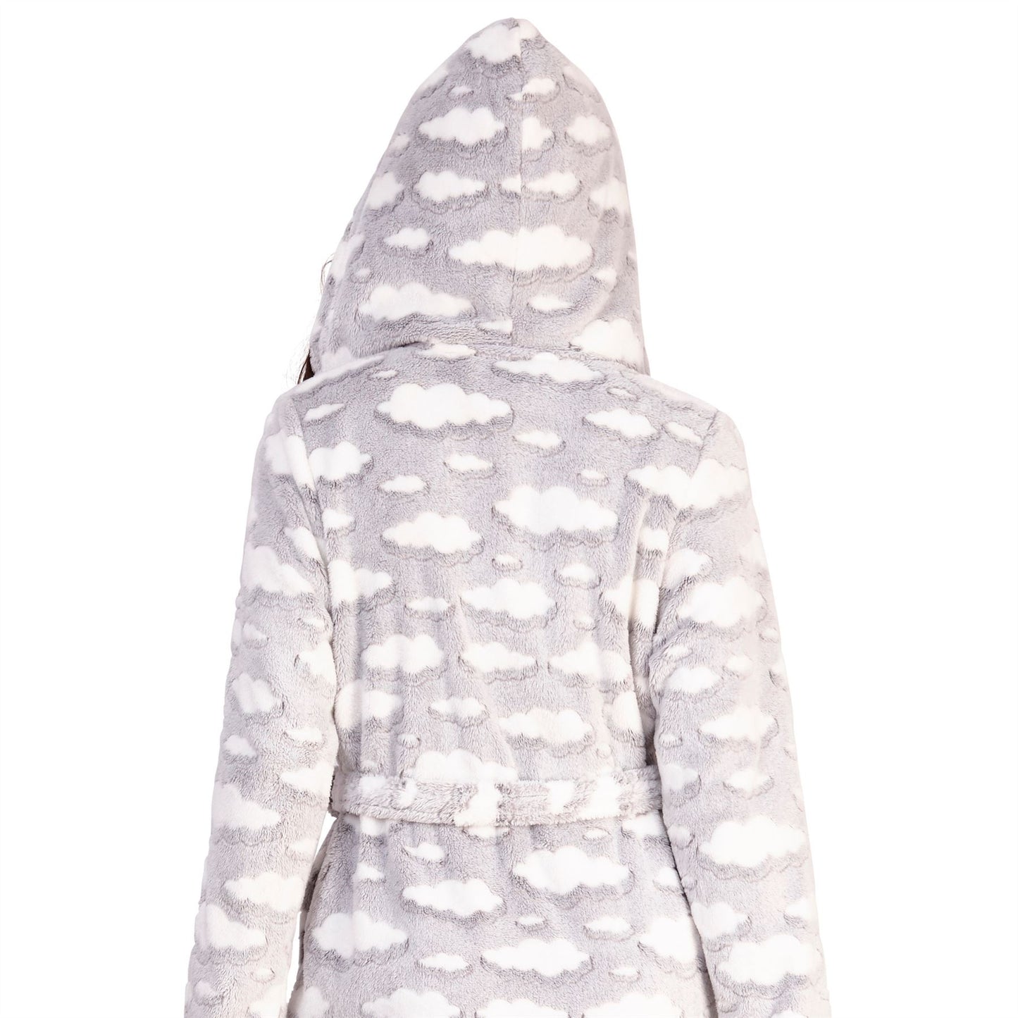 Loungeable Womens Luxury Cloud Print Flannel Fleece Robe