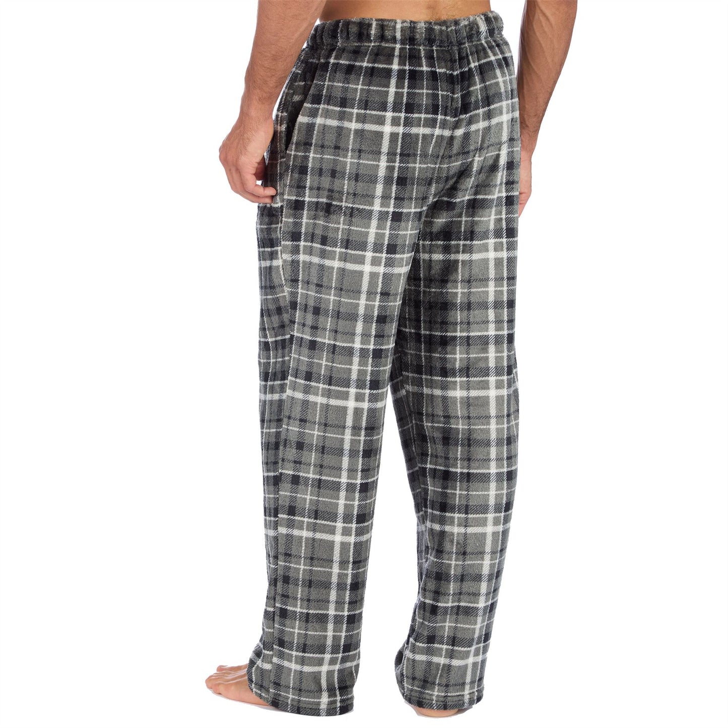 Cargo Bay Mens Fleece Lounge Pants - Grey Check