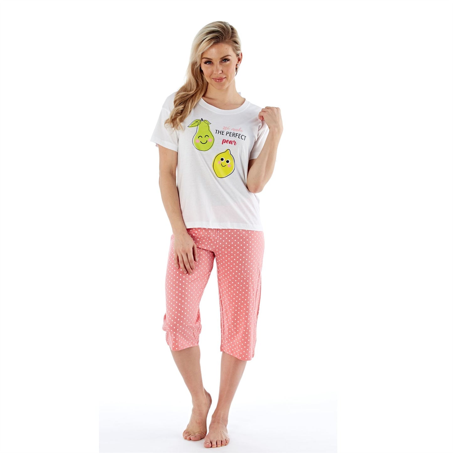 Masq Womens 'We Make The Perfect Pear' Pyjamas - White/Pink